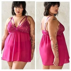 Torrid‎ Mesh Cap Sleeve Strappy Baby Doll Lace Adjustable Ruffle Straps Size 3X
